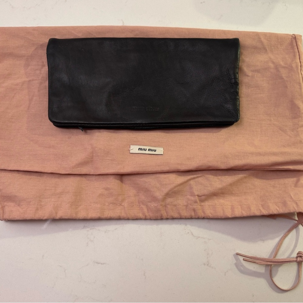 Miu Miu Black Leather Wristlet